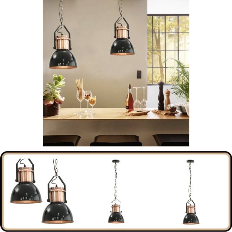 Vidaxl - Deckenlampe 2 Stk. Schwarz Rund E27 - Pendelleuchte - Deckenlampe - Wohnzimmerlampe - Küchenlampe - Esszimmerla...
