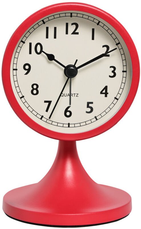 Analoger Wecker aus Metall ohne Ticken, mit Nachtlicht, Vintage-roter geräuschloser Nachttischwecker für Büro, Schlafzim...