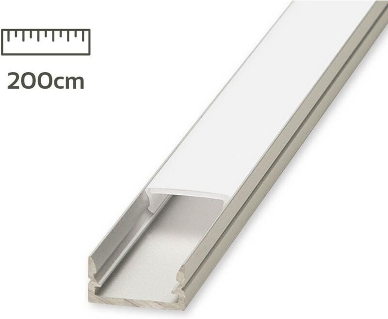 LED Aufbau U-Profil eloxiert 14 x 7mm opal - Länge: 200cm