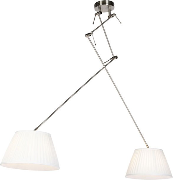 Hängelampe mit plissierten Schatten Creme 35 cm - Blitz II Stahl