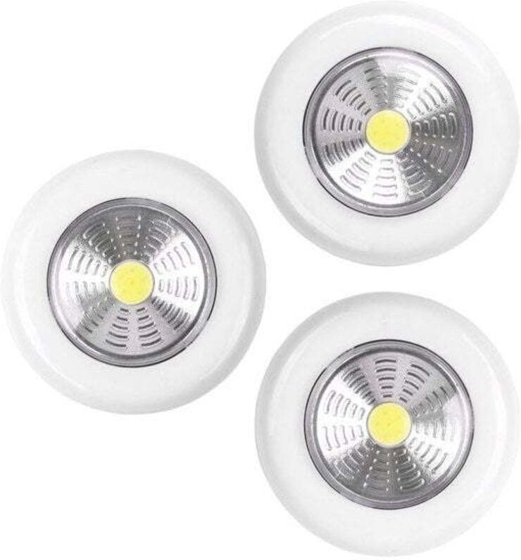 Set mit 3 neutralweißen 3AAA-batteriebetriebenen LED-Druckknopfleuchten Sans marque