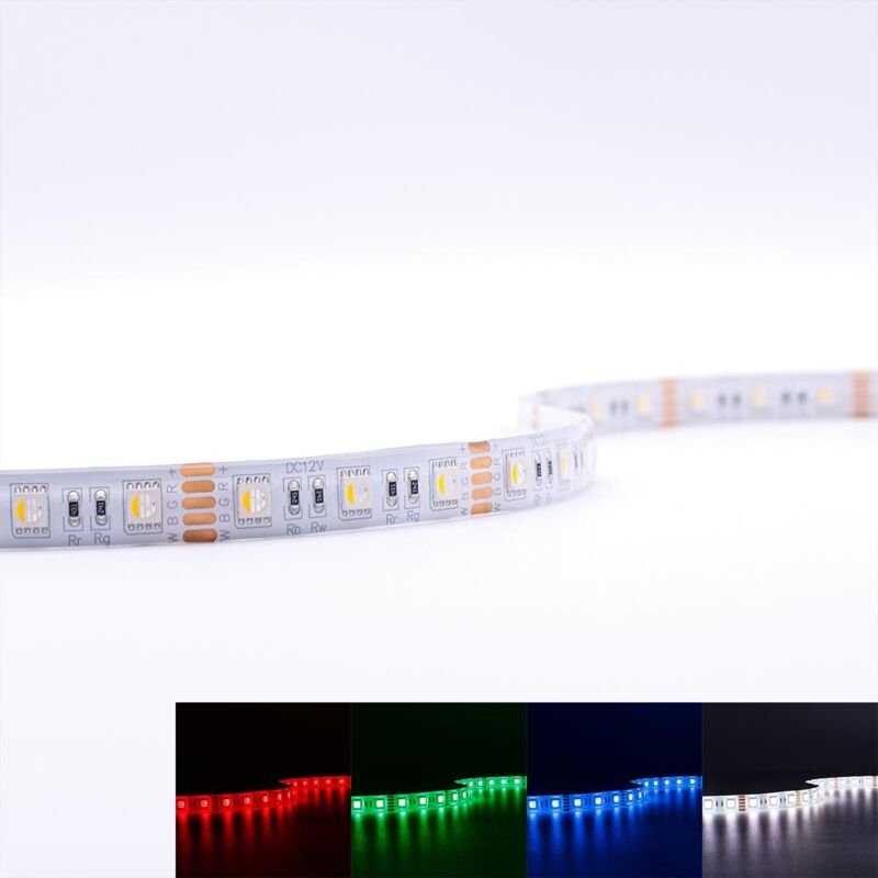 Strip 12V 5M 15W/m 60LED/m 12mm Farbwechsel - Lichtfarbe: RGB+3000K - Schutzart: IP65