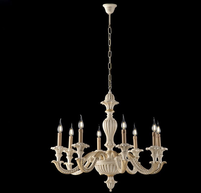 Bonetti Illumina - Leonardo - Kronleuchter aus Elfenbeinholz und Blattgold 6 Lichter 130 - Ø74 - BL180-6-AV