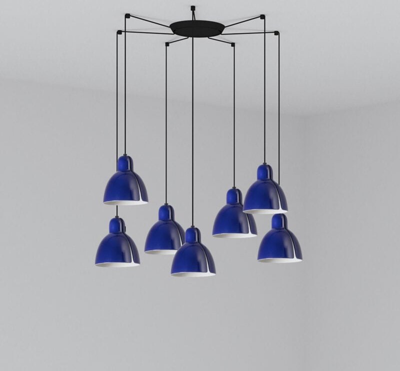 Faro Venice 7-flammige kobaltblaue Cluster-Tropfen-Hängelampe