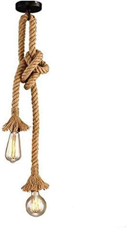 Pendelleuchte Kronleuchter Hanfseil Industrielle Deckenleuchte für Zuhause Wohnzimmer Balkon Restaurant (150 cm)
