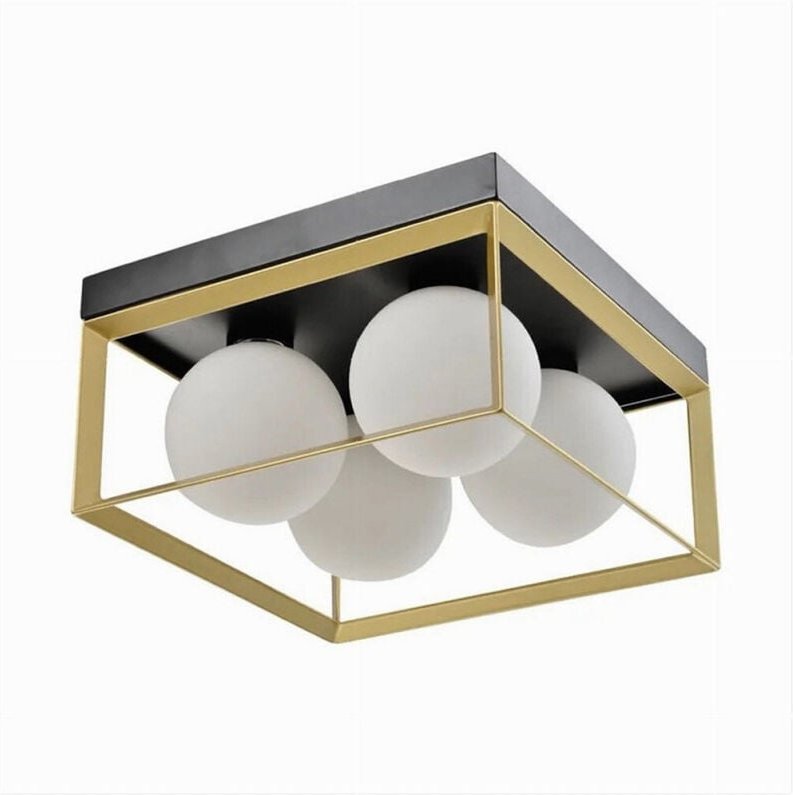 Thumbnail - Trade Shop Traesio - Trade Shop - plafoniera da soffitto lampada in metallo nero bronzo mit 4 sfere vetro G9 C76-4 -