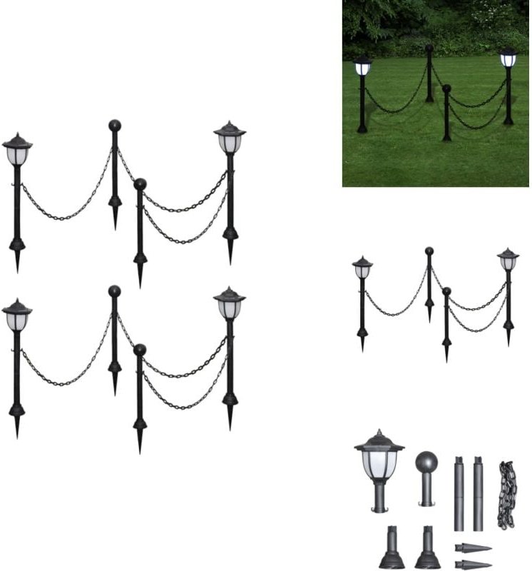 Solarleuchten 4 Stk. mit Kette und Pfosten - Solarlaternen - Outdoor Beleuchtung - Gartenbeleuchtung - LED Lichterketten...