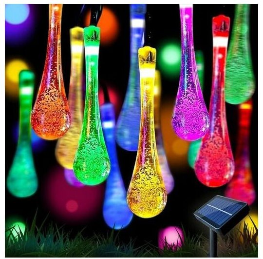 Solarlampen, Solar Lichterkette Außen, led Solarleuchte, IP65 Wasserdicht, 5m mit 20 led, Bunt Kinsi