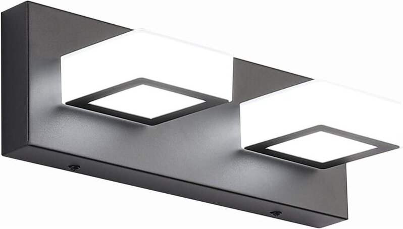 32 cm quadratische LED-Spiegel-Frontlampe, Wandlampe, Make-up-Licht, zwei Köpfe, 6 W, 4000 K neutrales Licht