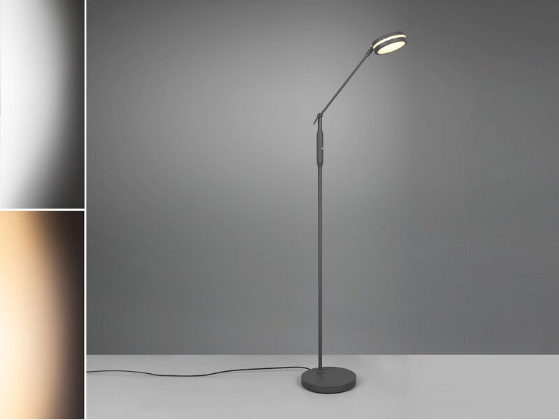 Dimmbare led Stehleuchte franklin schwenkbar, Höhe 133cm, Anthrazit