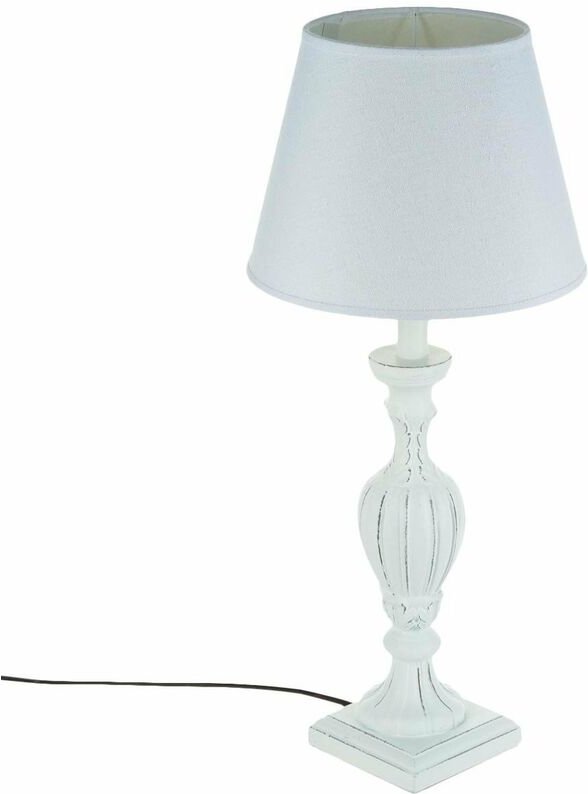 Tischleuchte mit Fuß aus Holz mit Patina veilli grau, 56 cm Atmosphera