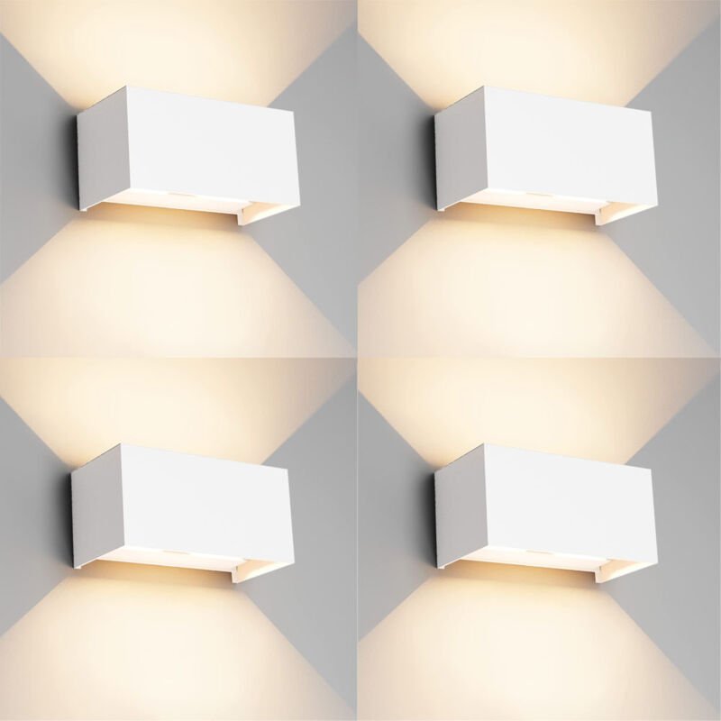 4er-Set LED-Wandleuchten für den Innen- und Außenbereich, 24 W, höhen- und winkelverstellbar, 3000 K, warmweiß, IP65