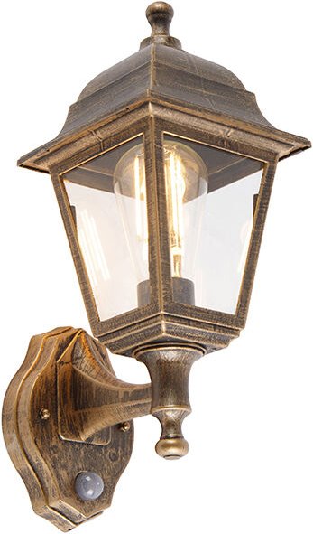 Antike Wandleuchte Gold IP44 mit Bewegungsmelder - Capital