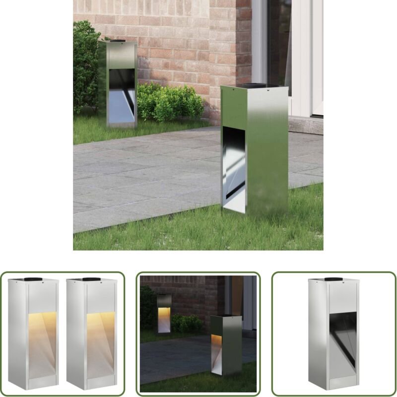 Außenbeleuchtung - Solar LED Wegeleuchte 2 pcs Silber Galvanisiert