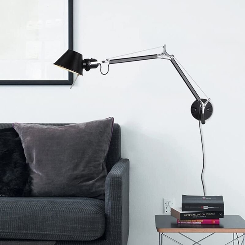 Wandleuchte im Industriestil, 12 W, drehbare Wandleuchte mit langem Arm, Teleskop-Wandleuchte, geeignet für Nachttische.