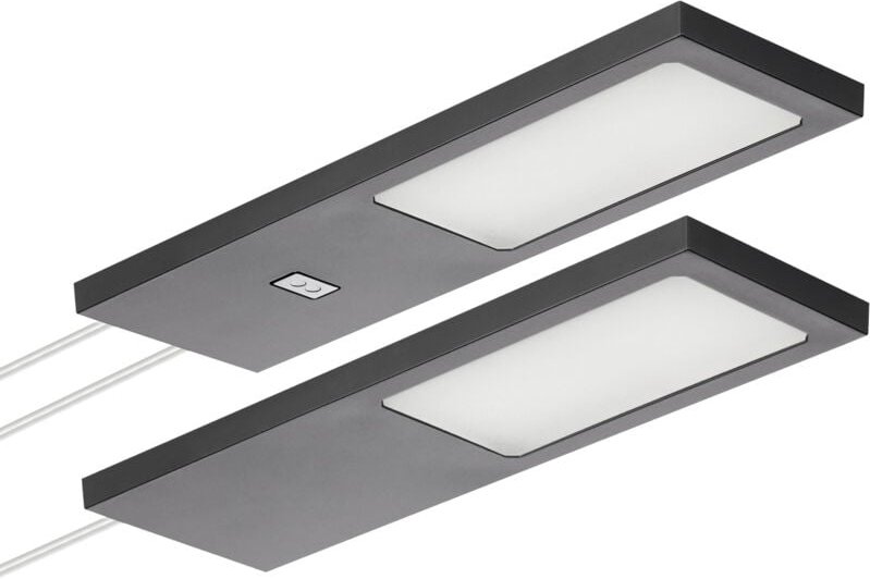 SOTECH LED-Möbelleuchte GIULIA II mit / ohne Sensor schwarz, 4000K neutralweiß inkl. Trafo & Verteiler, 2er Set