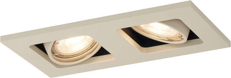 Qazqa - Moderner Einbaustrahler Beige GU10 50mm schwenk- und drehbar 2-flammig - Qure