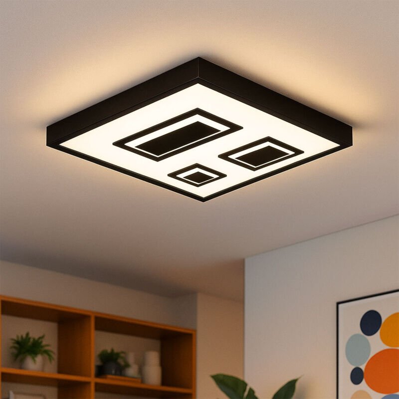 Briloner LED Panel Pac schwarz-weiß 42,3 x 42,3 cm mit Backlight warmweiß Deckenleuchte