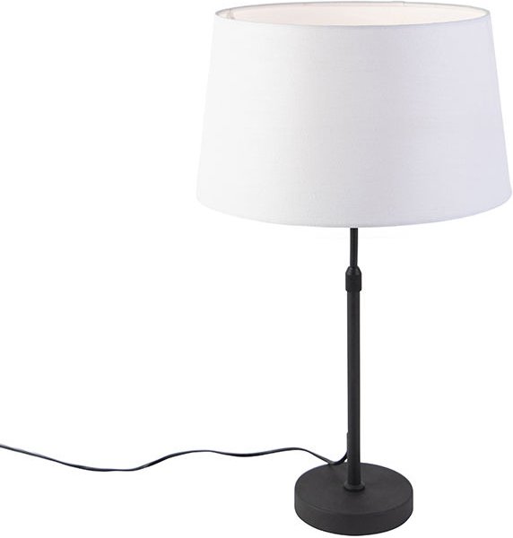 Tischlampe schwarz mit Leinenschirm weiß 35 cm verstellbar - Parte