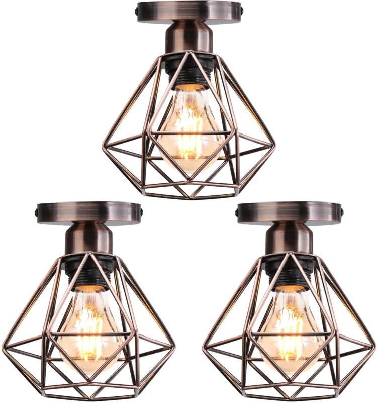 STOEX Deckenleuchte Retro Hängende Deckenleuchte E27 Industrielle Metall Käfig für Flur Studie Küche Büro Schlafzimmer (...