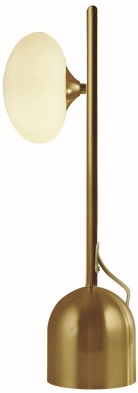 Pebble Tischlampe, Gold und weißes ovales Glas