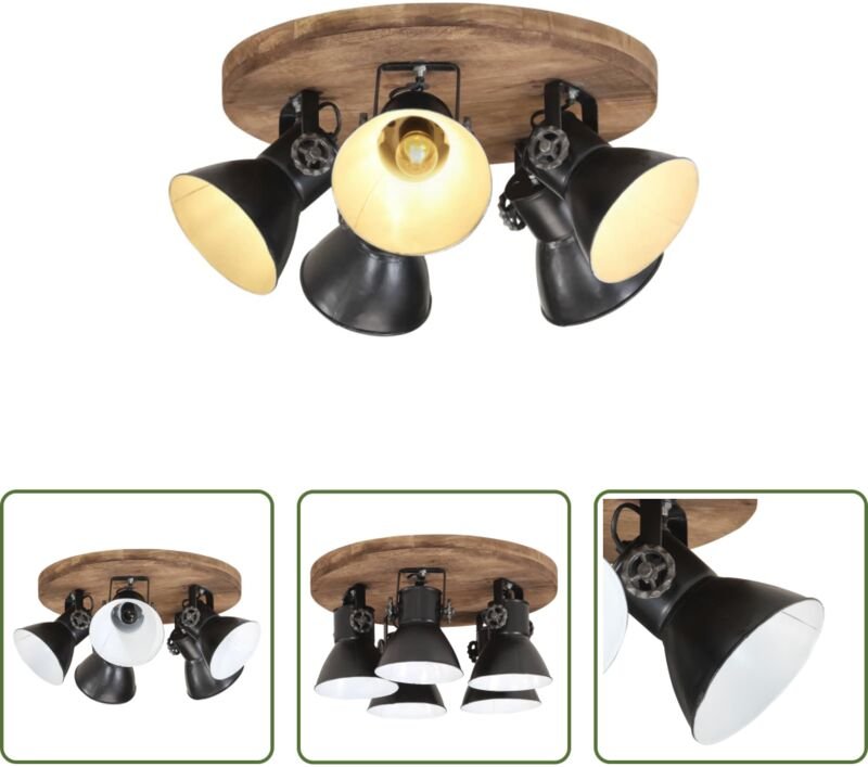 vidaXL Holzleuchte - Deckenleuchte 25 W Schwarz 50x50x25 cm E27