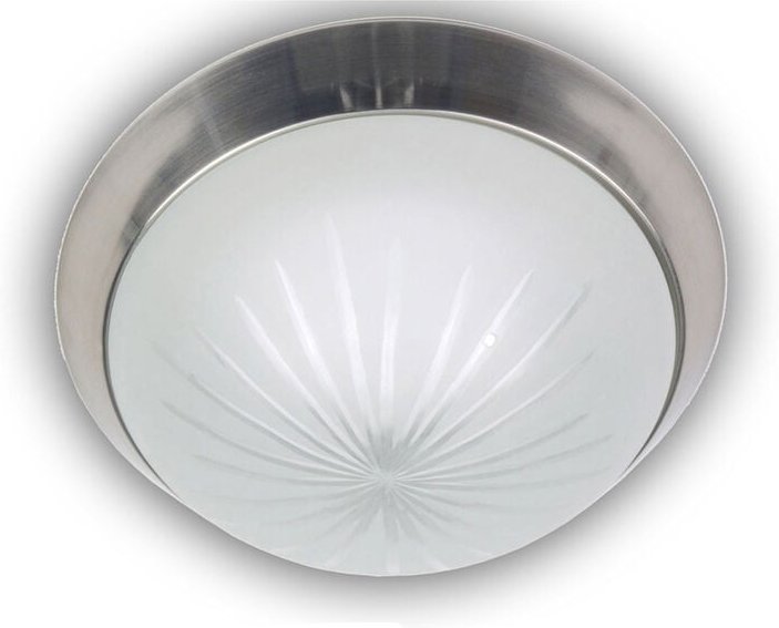 Niermann - LED-Deckenleuchte rund, Schliffglas satiniert, Dekorring Nickel matt, ø 25cm