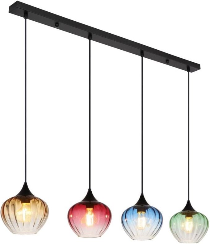 Esszimmerleuchte Hängeleuchte Wohnzimmerlampe 4-Flammig Glas bunt schwarz E27