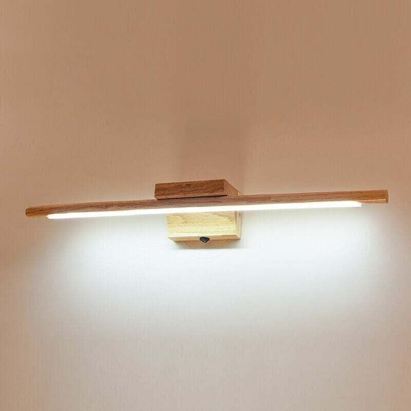 Badezimmer-Spiegelleuchte aus Holz mit modernem LED-Schalter IP44 - 60 cm 3000K Schminktisch-Wandleuchte [Energieklasse ...