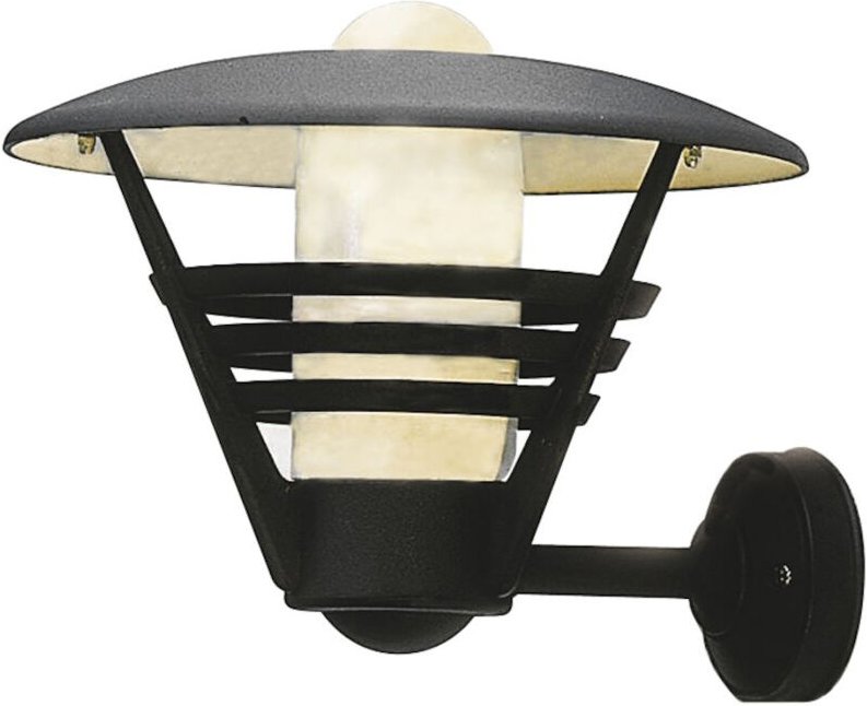 Konstsmide - Außenwandleuchte / Laterne gemini, Alu schwarz, Opalglas, Hausbeleuchtung modern