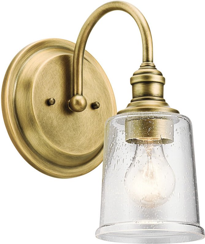 Waverly 1 Licht Wandleuchte, Naturmessing, E27 - Elstead