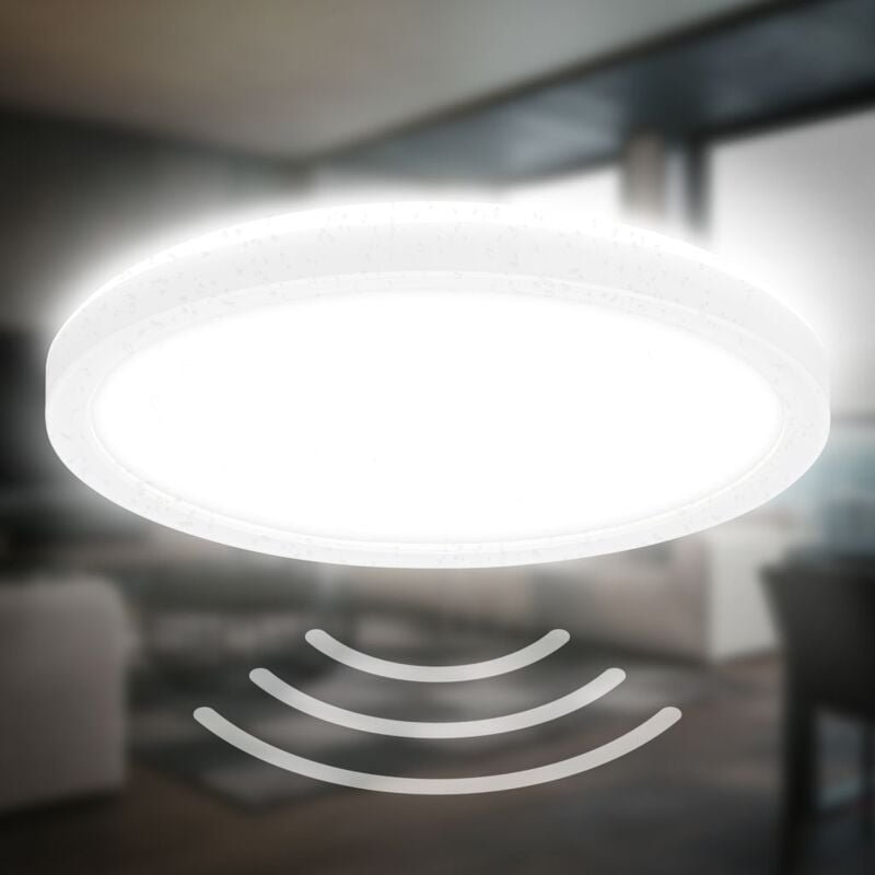 B.k.licht - led Panel Ø24 cm - 16W, 1900lm, Bewegungsmelder, IP44, neutralweiß, weiß