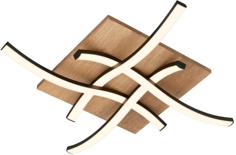 Briloner - Deckenlampe Wellenförmige Deckenleuchte Schlafzimmer Wohnzimmer Warmweiß Holz