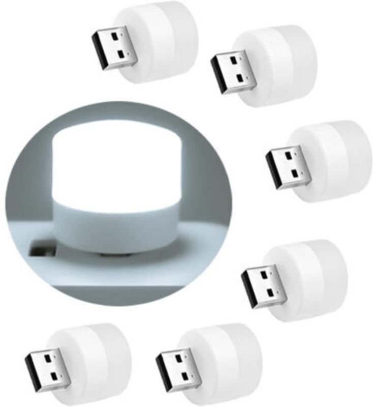 Sechs einsteckbare USB-Nachtlichter, Mini-LED-Lampen für Schlafzimmer, Badezimmer, Flur, Küche (weiß)