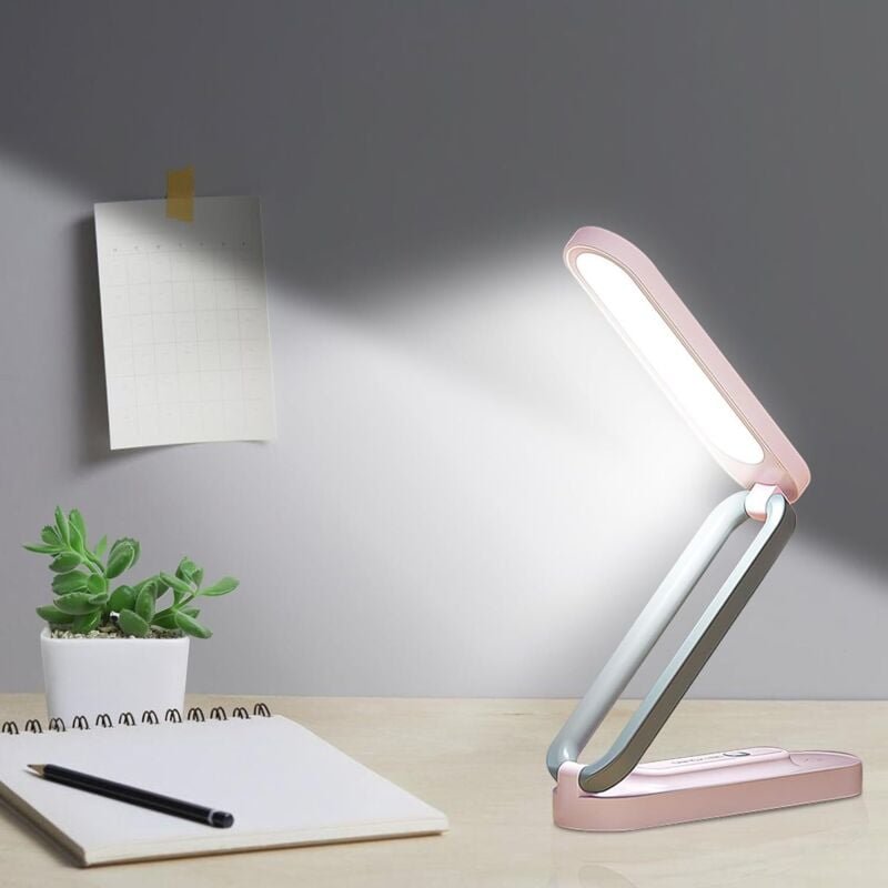 Faltbare kabellose LED-Schreibtischlampe – Dimmbare Tischlampe mit 3 Helligkeitsstufen – Augenschonende Tischlampe – USB...