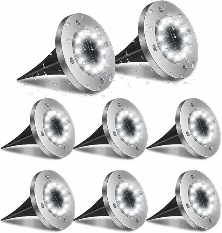 Thumbnail - Solarleuchte für den Außenbereich, 8 Stück, 12 LEDs, Garten-Bodenleuchte, Beleuchtung, 6000 k, wasserdicht, IP65, Solarl...
