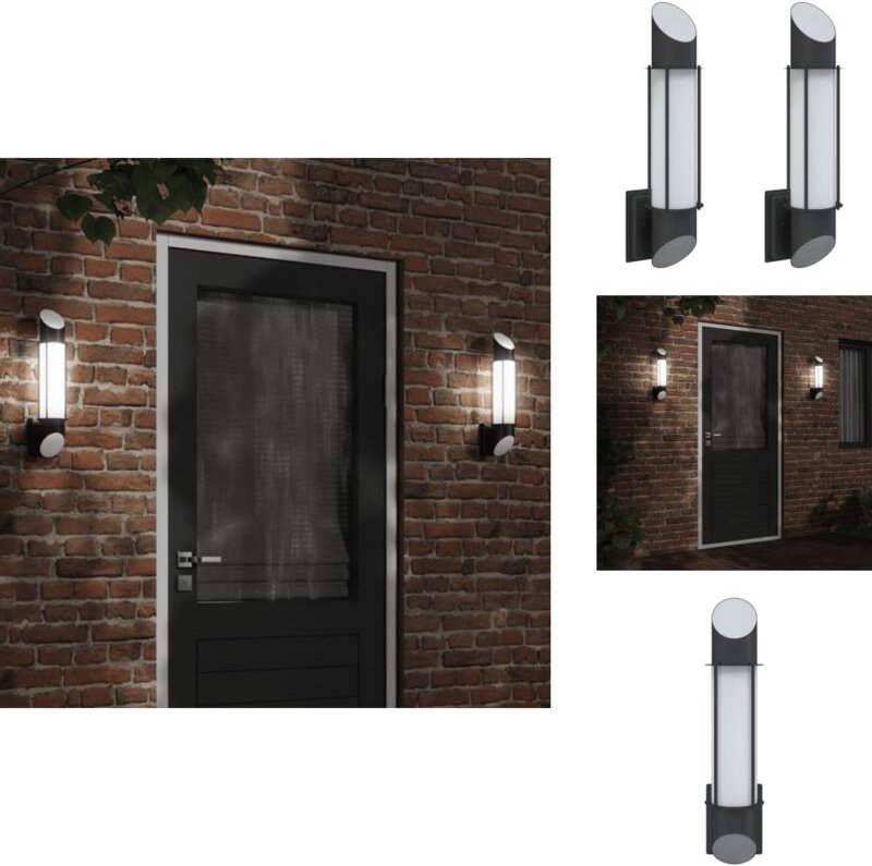 Außenwandleuchten 2 Stk. Schwarz Edelstahl - Außenwandleuchte - led Wandleuchte - Gartenbeleuchtung - Edelstahl Leuchte ...