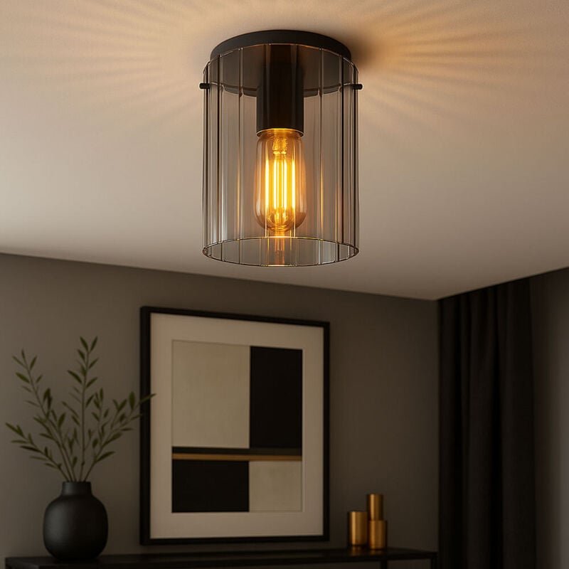 Deckenleuchte Deckenlampe Schlafzimmerleuchte Glas amber 1 flammig h 23 cm