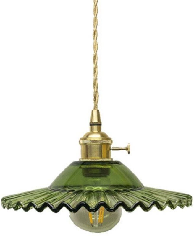 E27 Industrielle Vintage-Glas-Pendelleuchte, Retro-Deckenleuchte, Industrielle Deckenbeleuchtung, Pendelleuchten (Grünes...