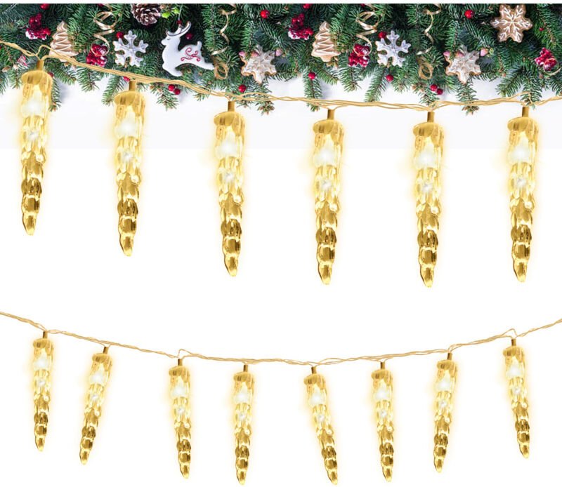 TolleTour 40 LED Eiszapfen Lichterkette, LED Eiszapfen Lichtervorhang, Gartenleuchten Wasserdicht IP44 Weihnachten Warmw...