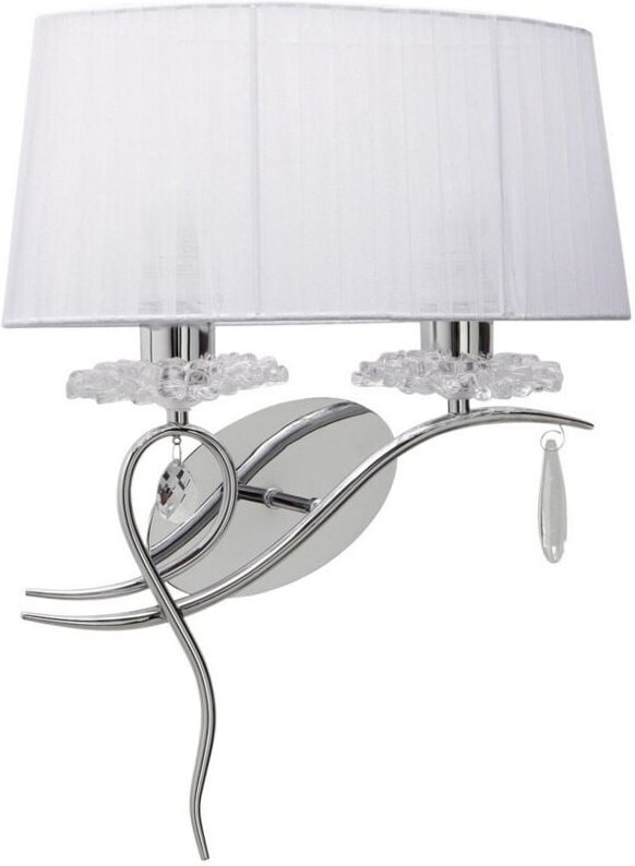 Inspired Mantra - Louise - Wandleuchte rechts 2 Light E27 mit weißem Schatten, poliertem Chrom, klarem Kristall