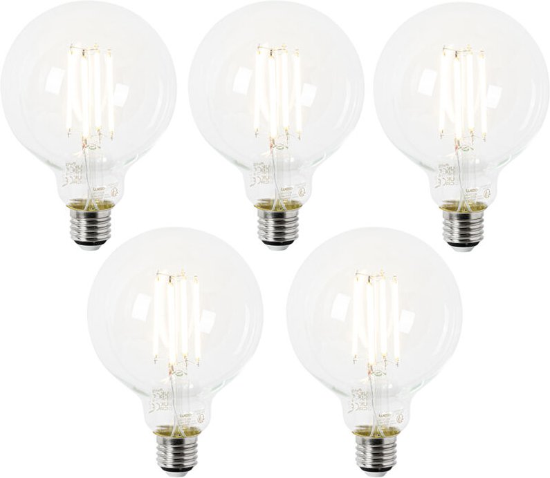 Luedd - Set mit 5 E27 LED-Glühbirnen G95 klar 2,2W 470lm 2700K
