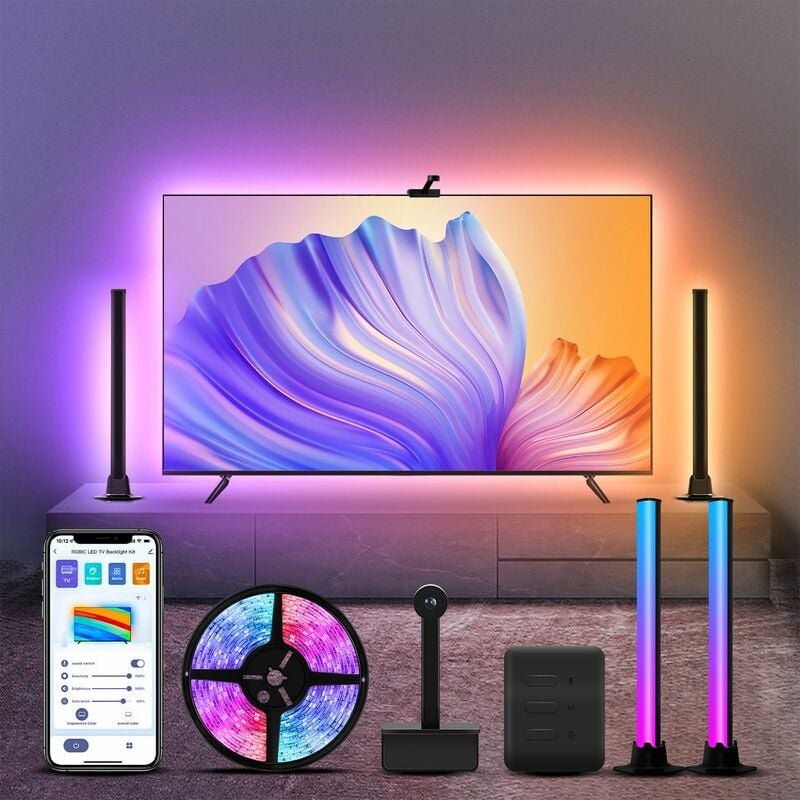 Led TV-Hintergrundbeleuchtung,Smart LED-Lightbar, app, RGBIC-Effekt, 3.4m
