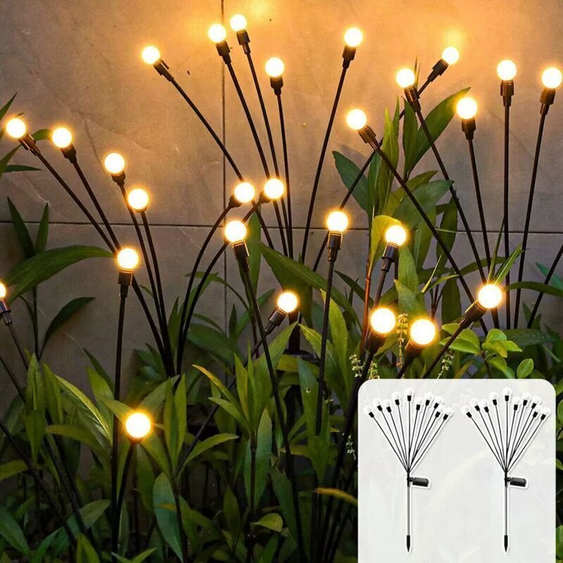 Solarleuchten für den Außenbereich, 2er-Set, 10 LEDs, Solar-Glühwürmchen für Garten, Balkon, Gartendekoration, IP65 wass...