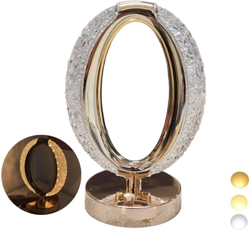Ovale, Wiederaufladbare Led-Tischleuchte, Kristall-Design, Diamant-Atmosphäre, Touch-Funktion