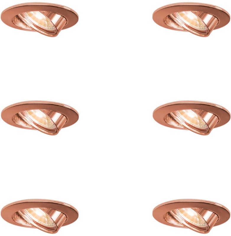 Set mit 6 runden Einbaustrahlern Kupfer neigbar - Edu