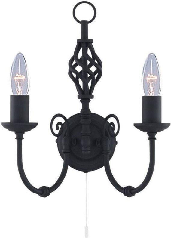 Searchlight Zanzibar - 2 Light Indoor Candle Wandleuchte Schwarz, E14