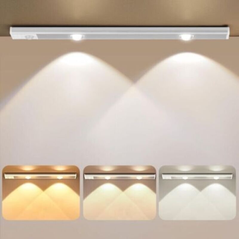 Schrankleuchte, 6000K Wiederaufladbare LED-Lampe mit USB, Kabellose Küchenleuchte mit Bewegungsmelder, LED-Nachtlicht mi...