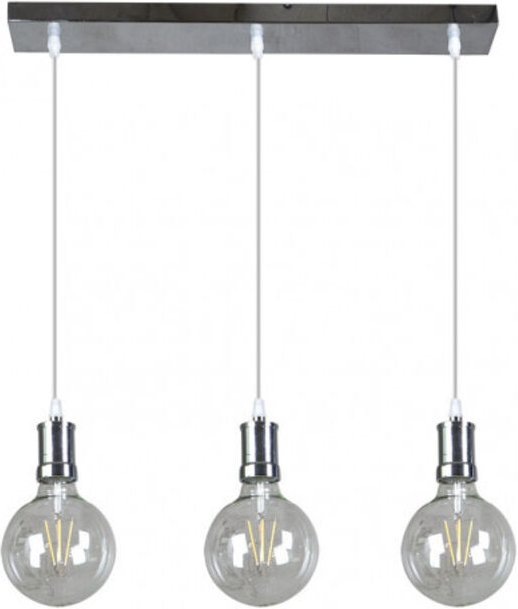 Fabrilamp Prisco Lampe 3xe27 Chrom/transparent Inklusive Leuchtmittel 24w 2700k 2550lm Regx64x12,5 Cm