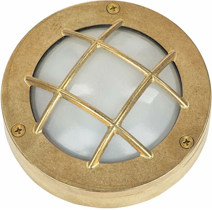 Licht-erlebnisse - Außenleuchte Wand ø 14 cm G9 IP64 Hof Garten Glas Messing massiv Maritim Schiffslampe Wandleuchte